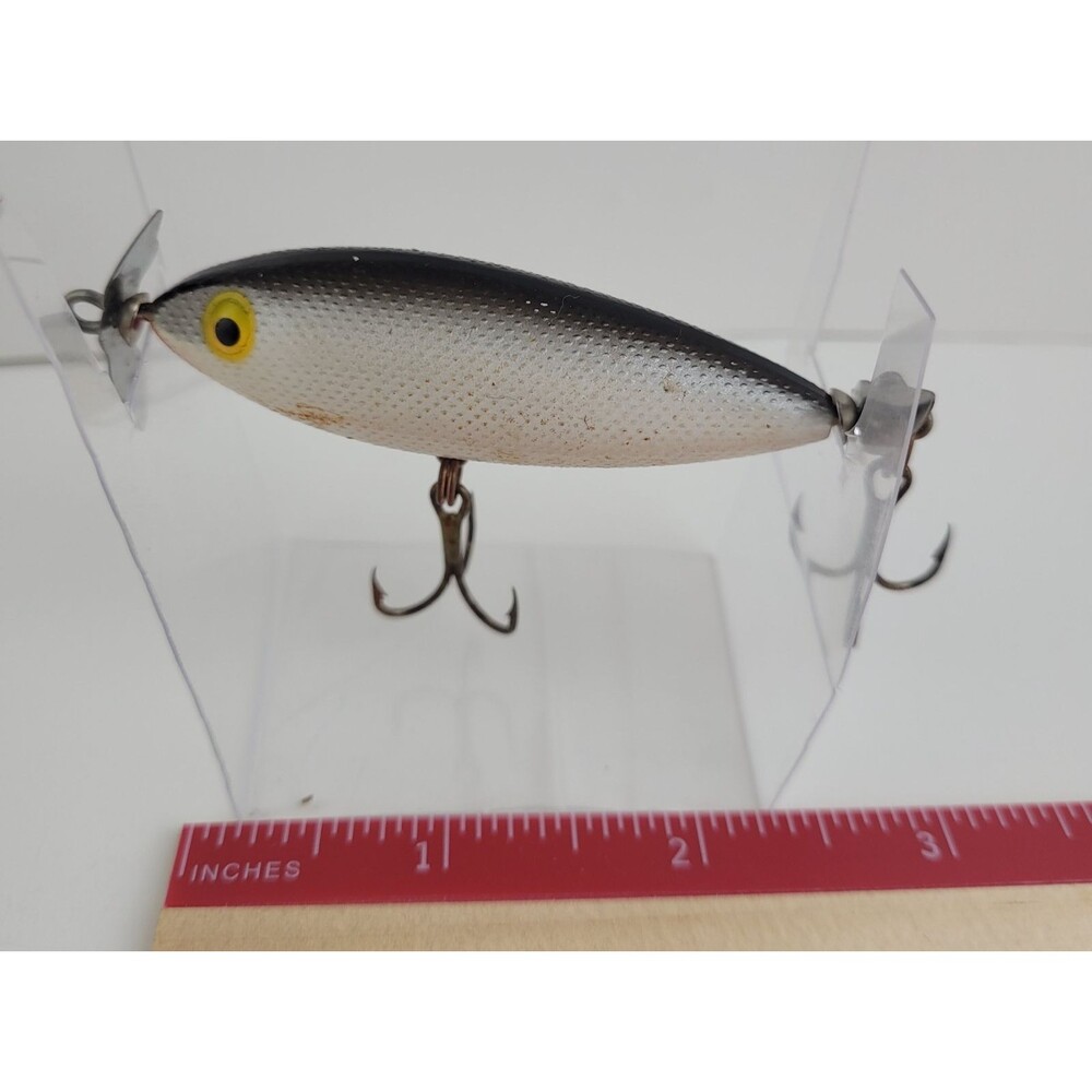 Vintage Cotton Cordell Crazy Shad - White/Black Color 2.5". Yellow Eyes.